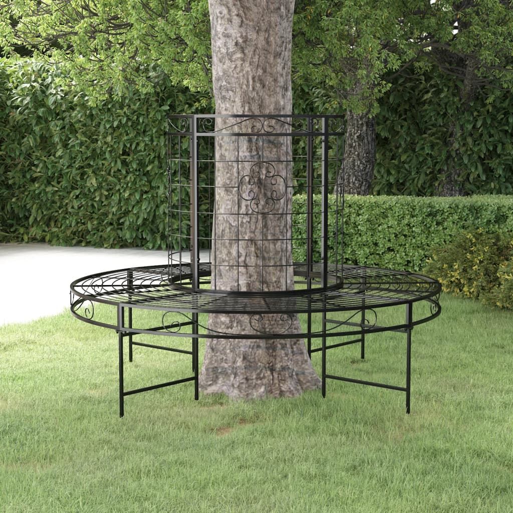 Round Tree Bench Ø137 cm Black Steel Round Tree Bench Ø137 cm Black Steel