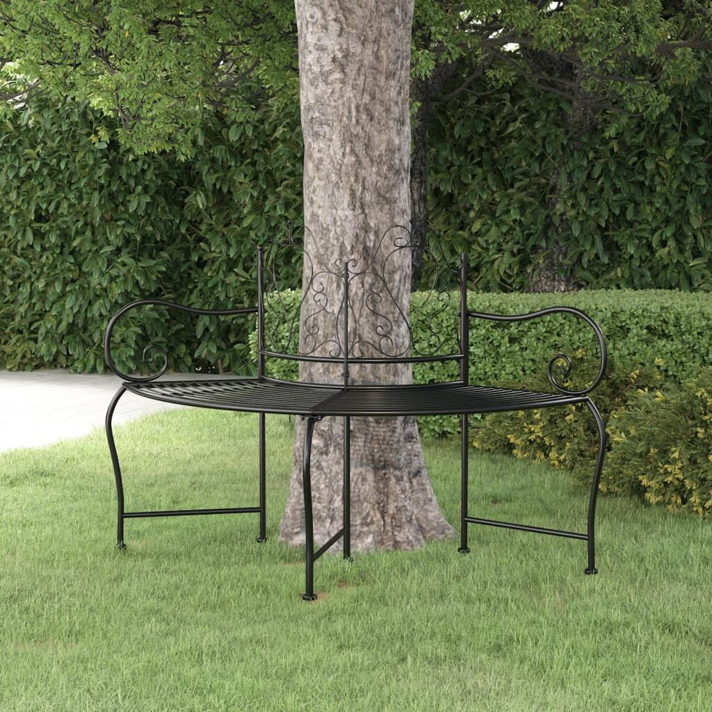 Tree Bench 150 cm Black Steel Tree Bench 150 cm Black Steel