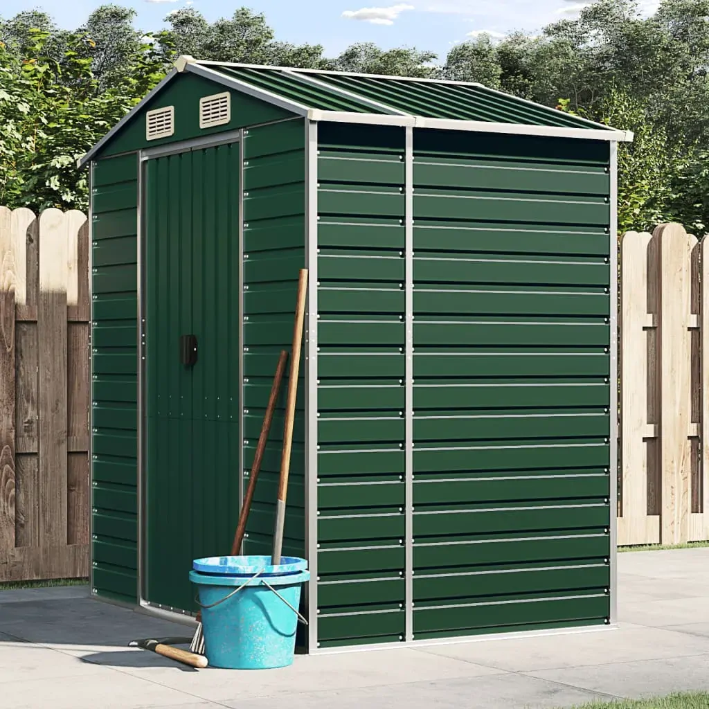 Garden Shed Green 191x130x198 cm Galvanised Steel Garden Shed Green 191x130x198 cm Galvanised Steel