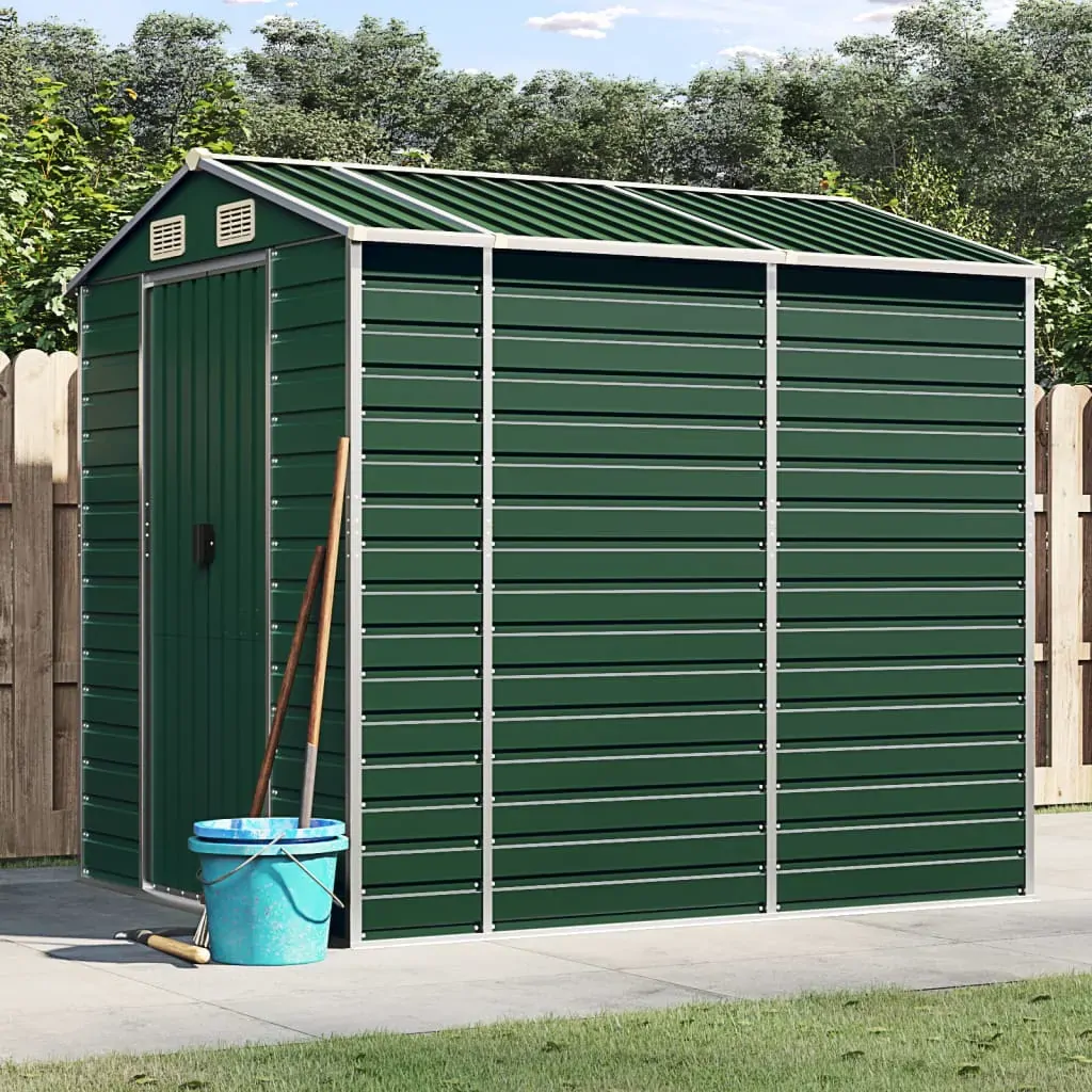 Garden Shed Green 191x215x198 cm Galvanised Steel Garden Shed Green 191x215x198 cm Galvanised Steel