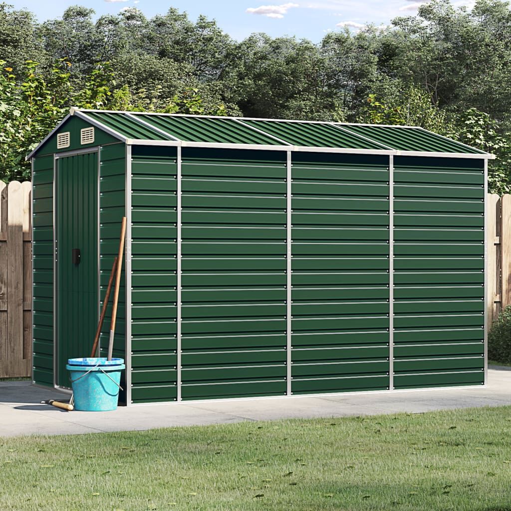 Garden Shed Green 191x300x198 cm Galvanised Steel Garden Shed Green 191x300x198 cm Galvanised Steel