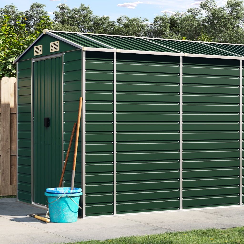 Garden Shed Green 191x555x198 cm Galvanised Steel Garden Shed Green 191x555x198 cm Galvanised Steel