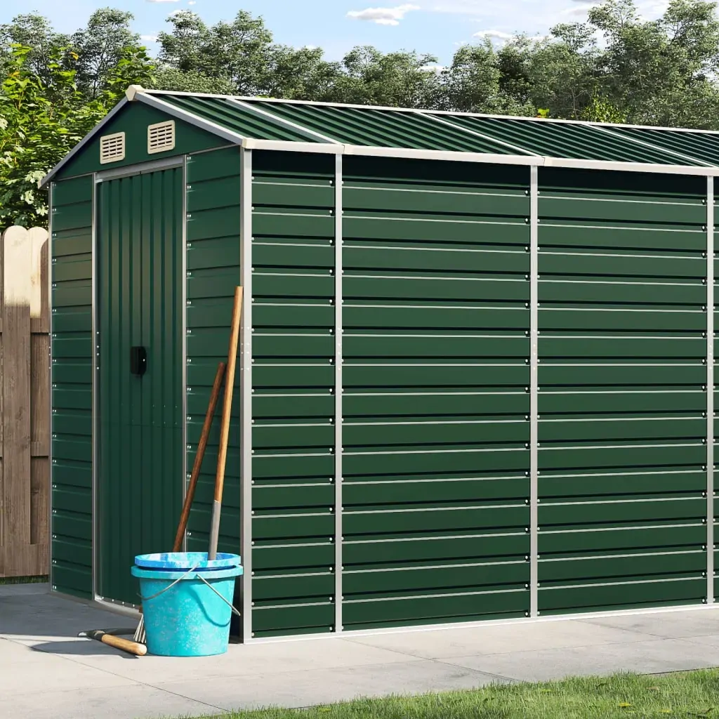 Garden Shed Green 191x725x198 cm Galvanised Steel Garden Shed Green 191x725x198 cm Galvanised Steel