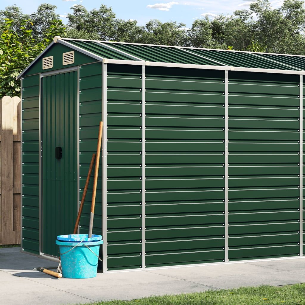 Garden Shed Green 191x895x198 cm Galvanised Steel Garden Shed Green 191x895x198 cm Galvanised Steel
