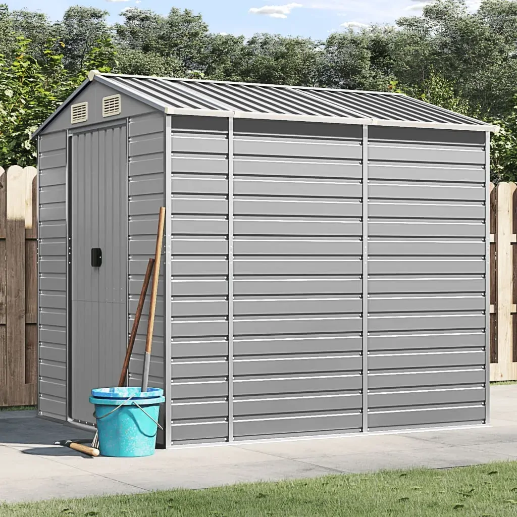 Garden Shed Light Grey 191x215x198 cm Galvanised Steel Garden Shed Light Grey 191x215x198 cm Galvanised Steel