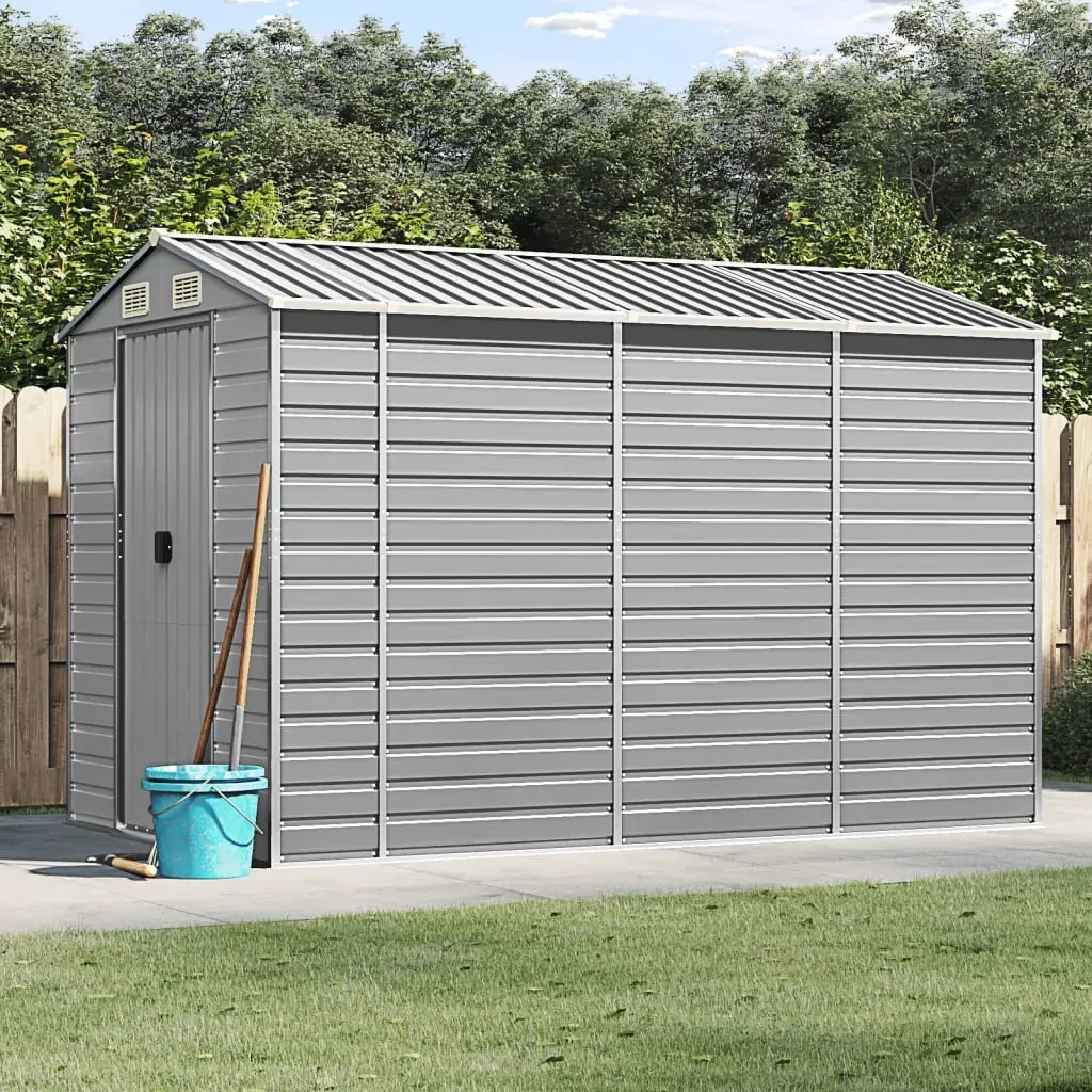Garden Shed Light Grey 191x300x198 cm Galvanised Steel Garden Shed Light Grey 191x300x198 cm Galvanised Steel