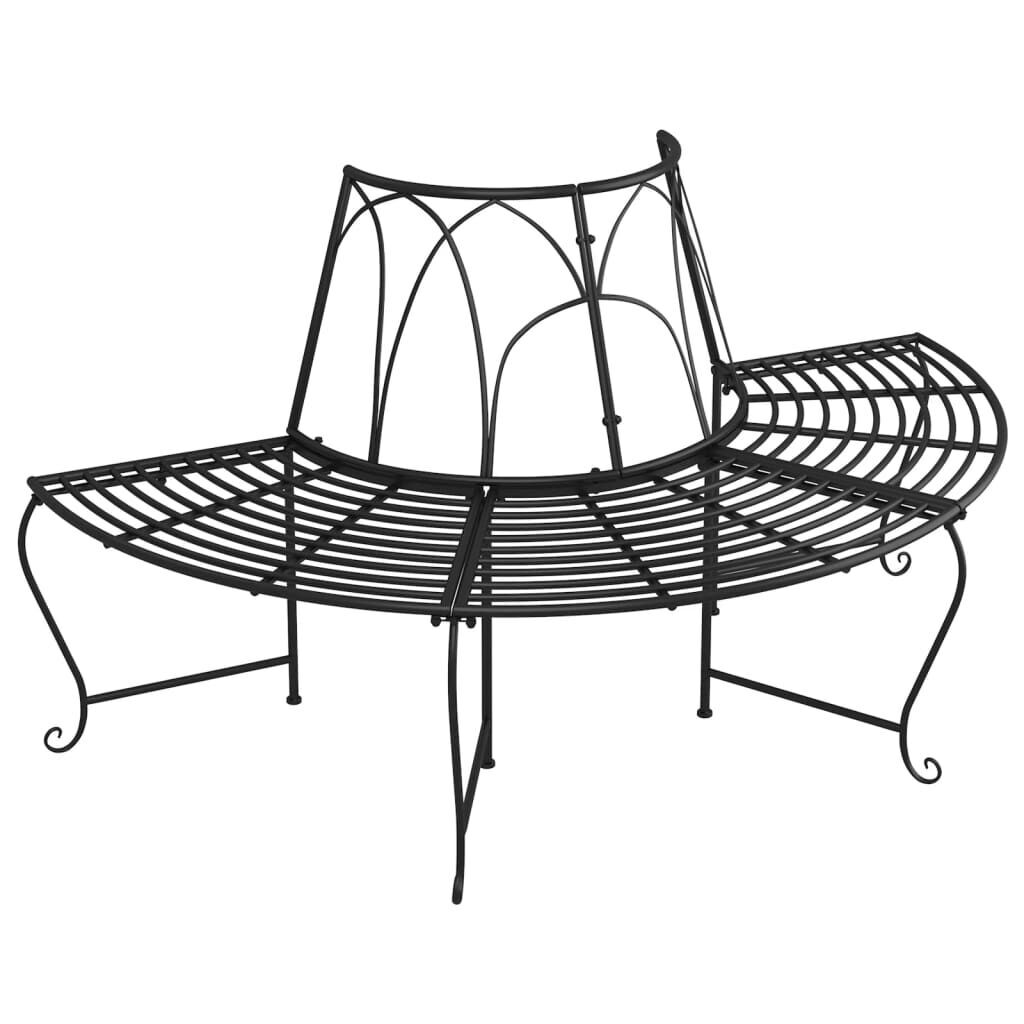 Half Round Tree Bench Ø159 cm Black Steel Half Round Tree Bench Ø159 cm Black Steel
