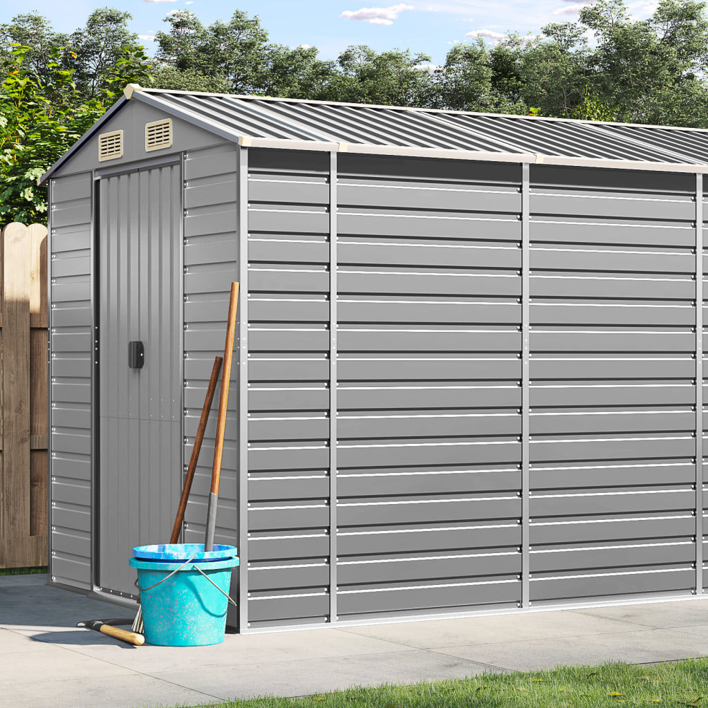 Garden Shed Light Grey 191x895x198 cm Galvanised Steel Garden Shed Light Grey 191x895x198 cm Galvanised Steel