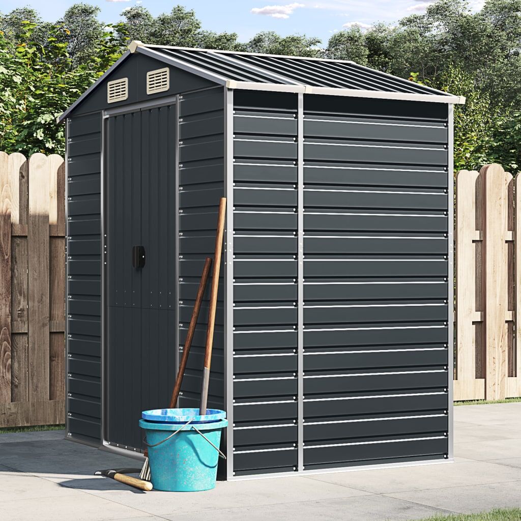 Garden Shed Anthracite 191x130x198 cm Galvanised Steel Garden Shed Anthracite 191x130x198 cm Galvanised Steel