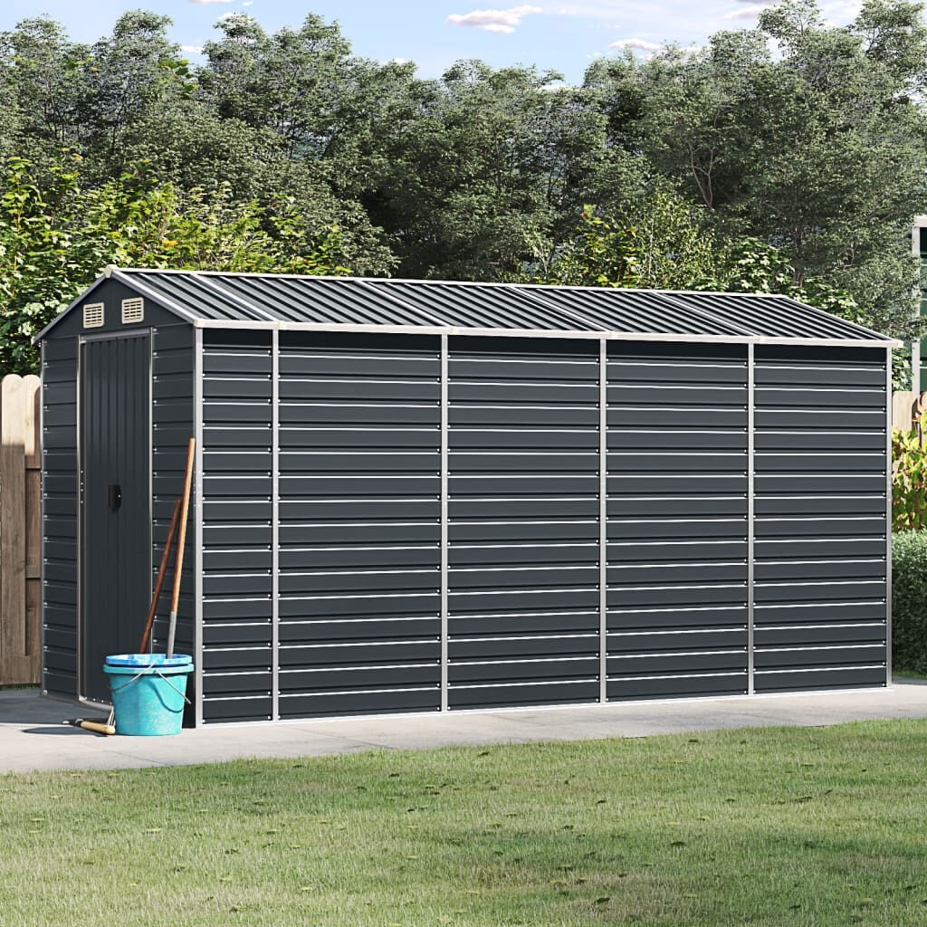 Garden Shed Anthracite 191x385x198 cm Galvanised Steel Garden Shed Anthracite 191x385x198 cm Galvanised Steel