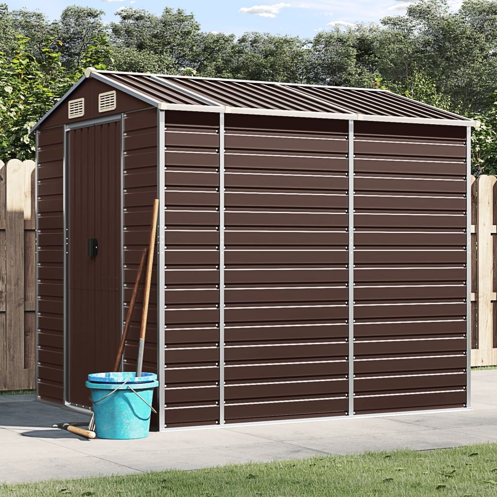 Garden Shed Brown 191x215x198 cm Galvanised Steel Garden Shed Brown 191x215x198 cm Galvanised Steel