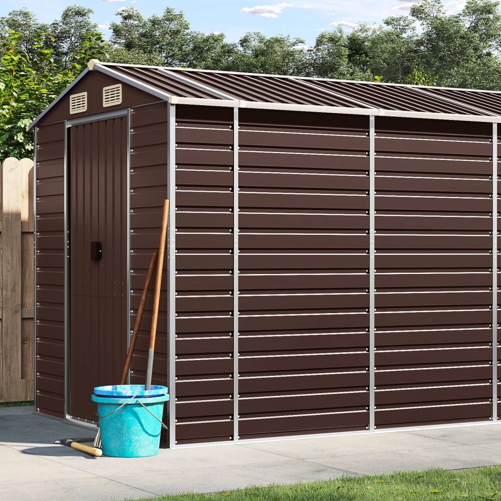 Garden Shed Brown 191x980x198 cm Galvanised Steel Garden Shed Brown 191x980x198 cm Galvanised Steel