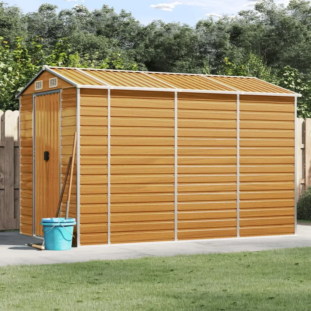 Garden Shed Light Brown 191x300x198 cm Galvanised Steel Garden Shed Light Brown 191x300x198 cm Galvanised Steel