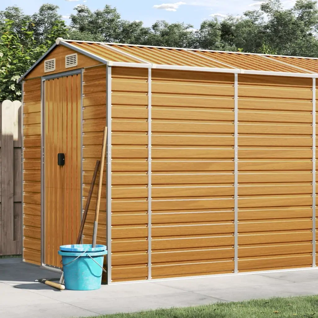 Garden Shed Light Brown 191x725x198 cm Galvanised Steel Garden Shed Light Brown 191x725x198 cm Galvanised Steel