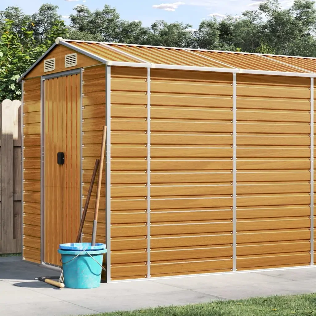 Garden Shed Light Brown 191x895x198 cm Galvanised Steel Garden Shed Light Brown 191x895x198 cm Galvanised Steel