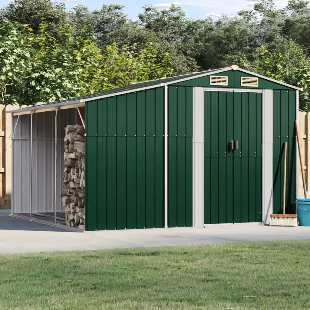 Garden Shed Green 277x279x179 cm Galvanised Steel Garden Shed Green 277x279x179 cm Galvanised Steel
