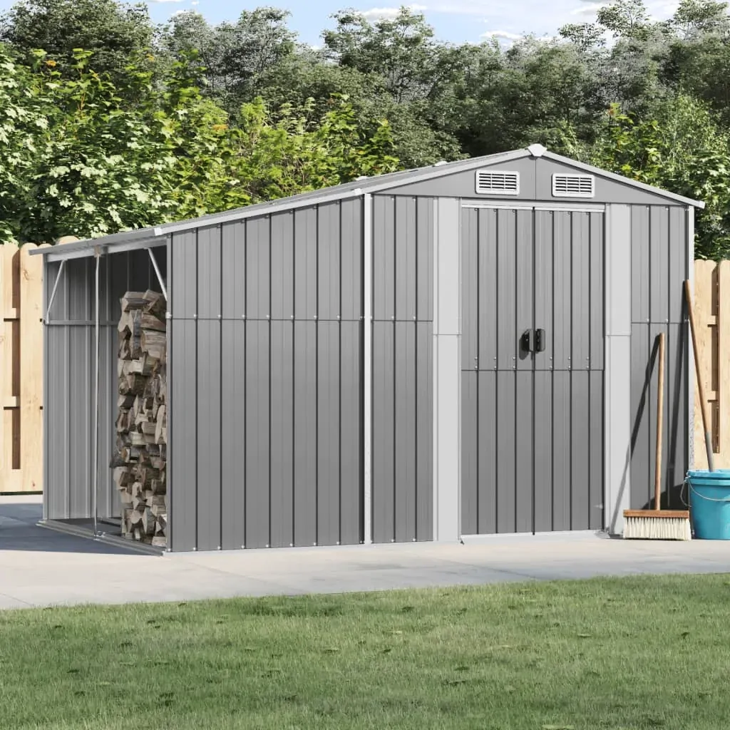 Garden Shed Grey 277x192.5x179 cm Galvanised Steel Garden Shed Grey 277x192.5x179 cm Galvanised Steel