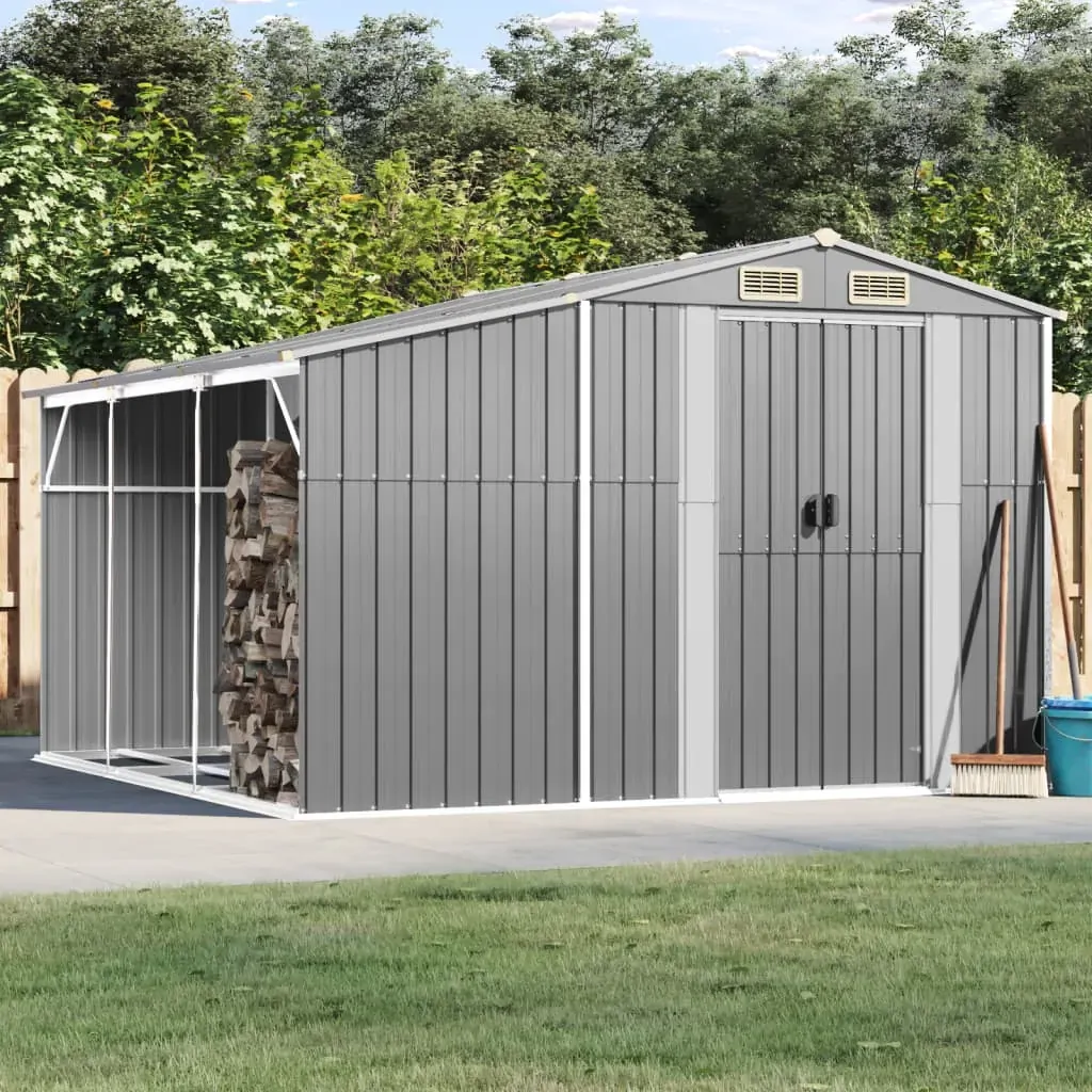 Garden Shed Grey 277x279x179 cm Galvanised Steel Garden Shed Grey 277x279x179 cm Galvanised Steel