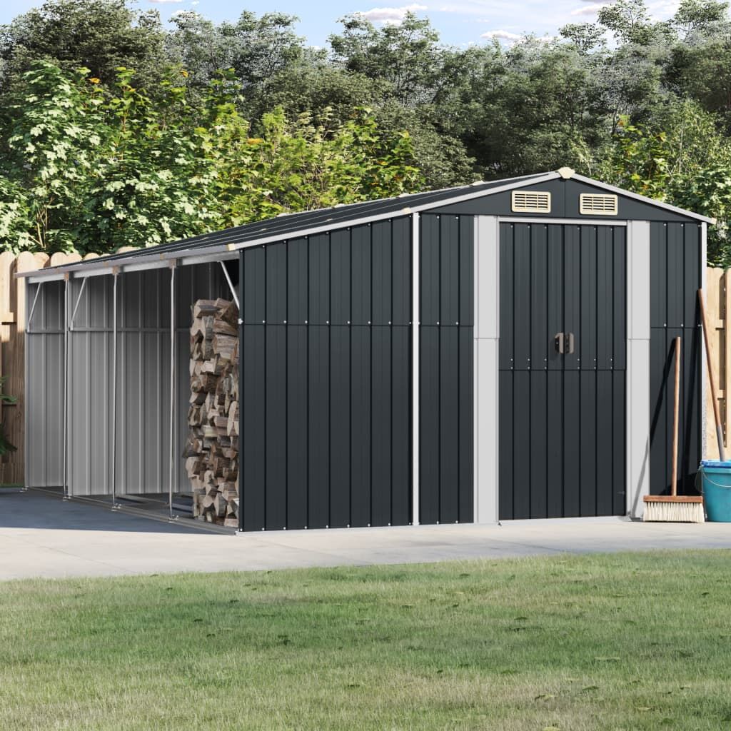 Garden Shed Anthracite 277x365.5x179 cm Galvanised Steel Garden Shed Anthracite 277x365.5x179 cm Galvanised Steel