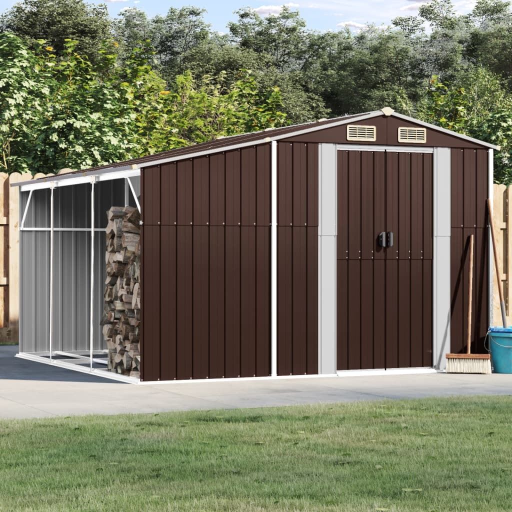 Garden Shed Brown 277x279x179 cm Galvanised Steel Garden Shed Brown 277x279x179 cm Galvanised Steel