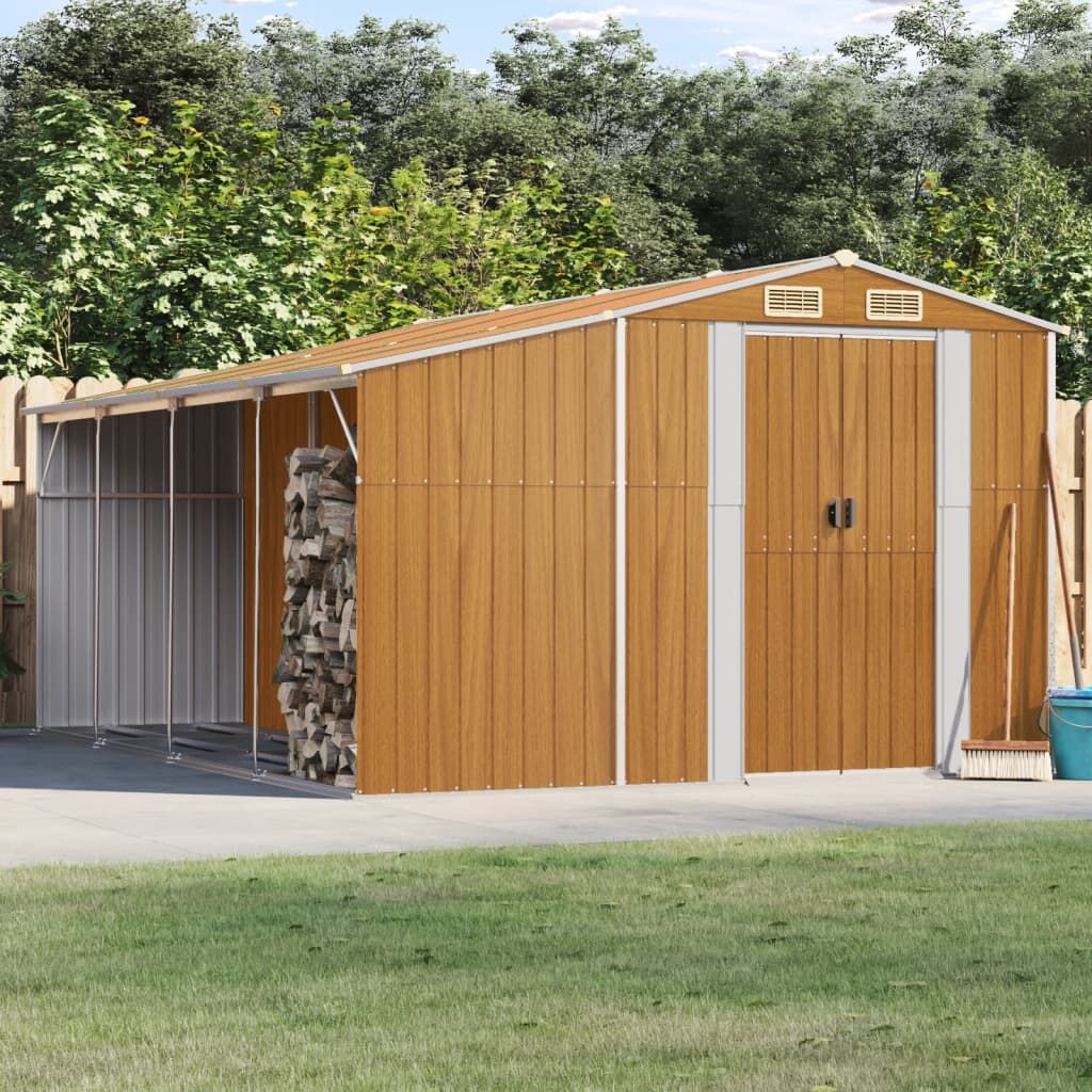 Garden Shed Light Brown 277x365.5x179 cm Galvanised Steel Garden Shed Light Brown 277x365.5x179 cm Galvanised Steel