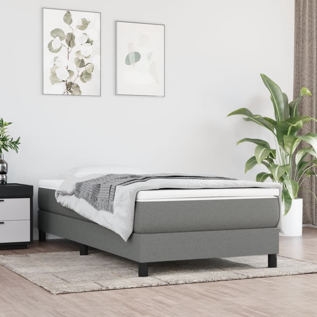 Box Spring Bed with Mattress Dark Grey 100x200 cm Fabric Box Spring Bed with Mattress Dark Grey 100x200 cm Fabric