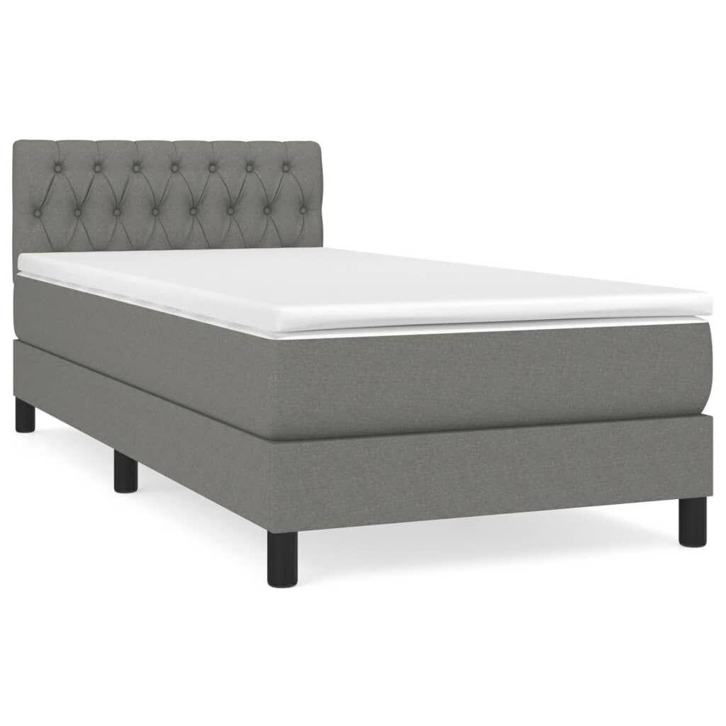 Box Spring Bed with Mattress Dark Grey 100x200 cm Fabric Box Spring Bed with Mattress Dark Grey 100x200 cm Fabric