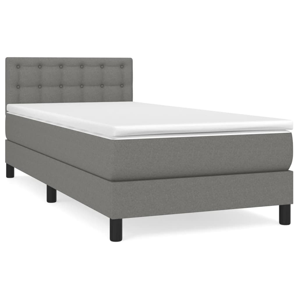 Box Spring Bed with Mattress Dark Grey 100x200 cm Fabric Box Spring Bed with Mattress Dark Grey 100x200 cm Fabric