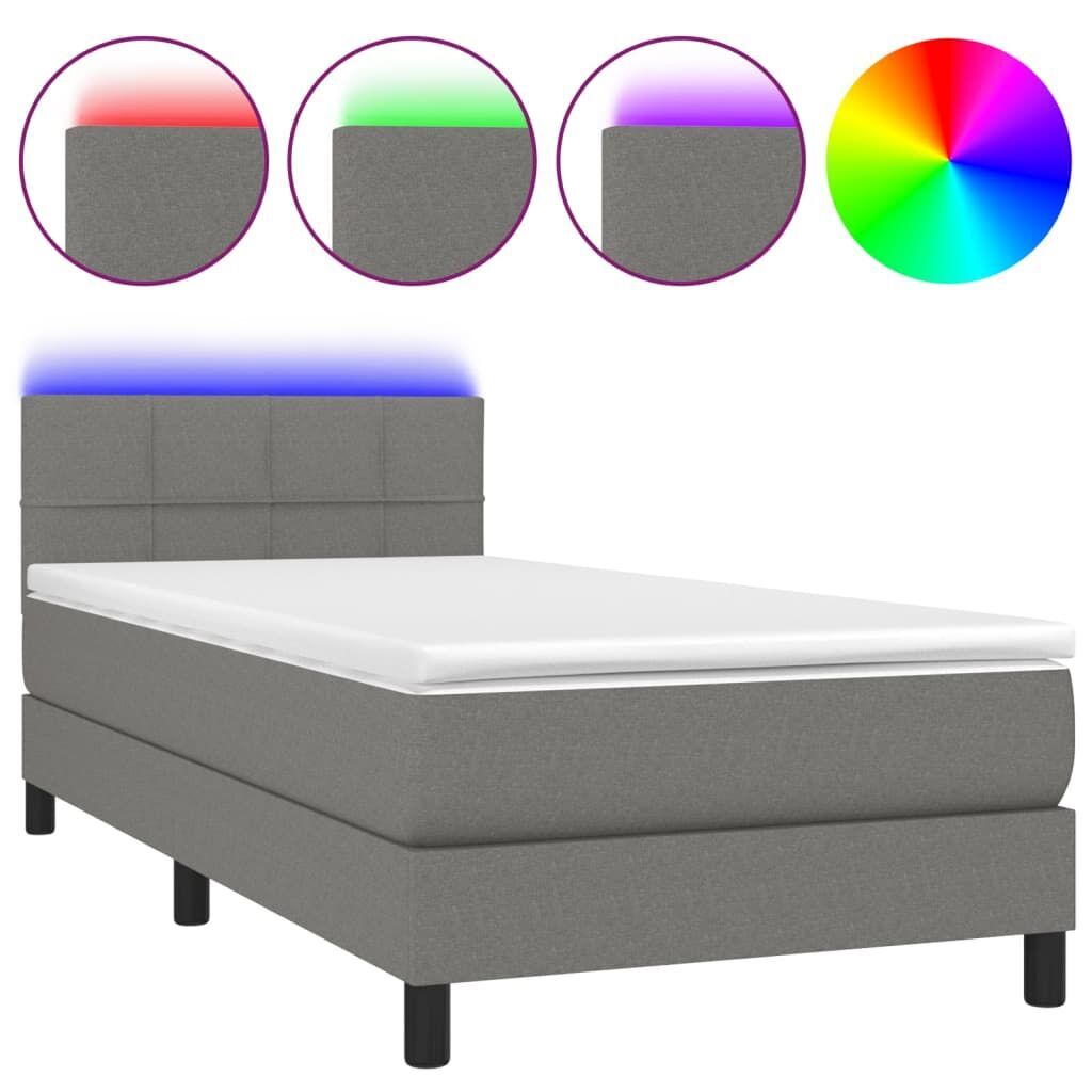 Box Spring Bed with Mattress&LED Dark Grey 100x200cm Fabric Box Spring Bed with Mattress&LED Dark Grey 100x200cm Fabric