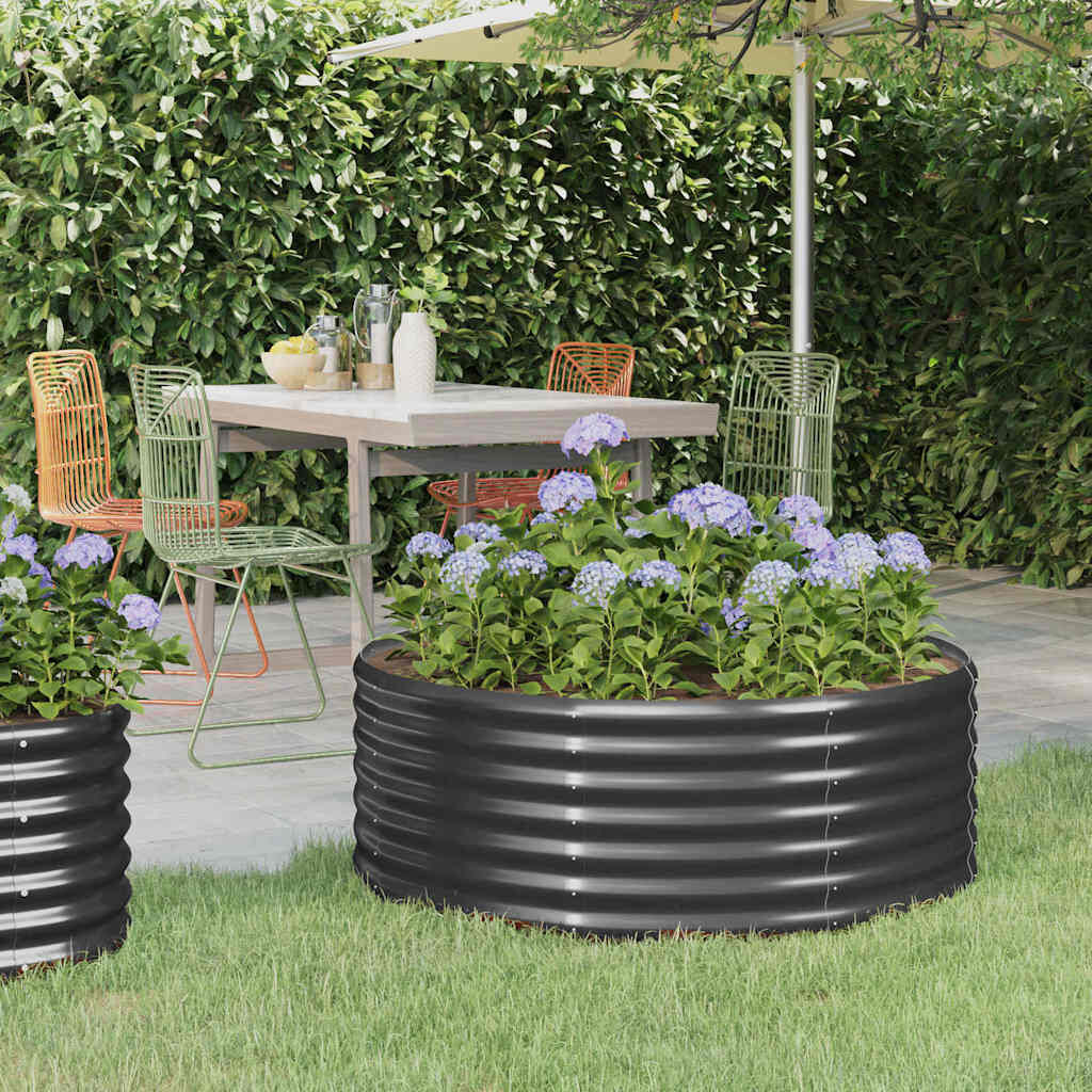 Garden Raised Bed Powder-coated Steel 100x100x36 cm Anthracite Garden Raised Bed Powder-coated Steel 100x100x36 cm Anthracite