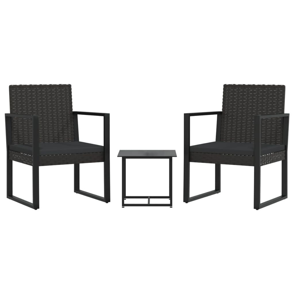 3 Piece Garden Lounge Set with Cushions Black Poly Rattan 3 Piece Garden Lounge Set with Cushions Black Poly Rattan