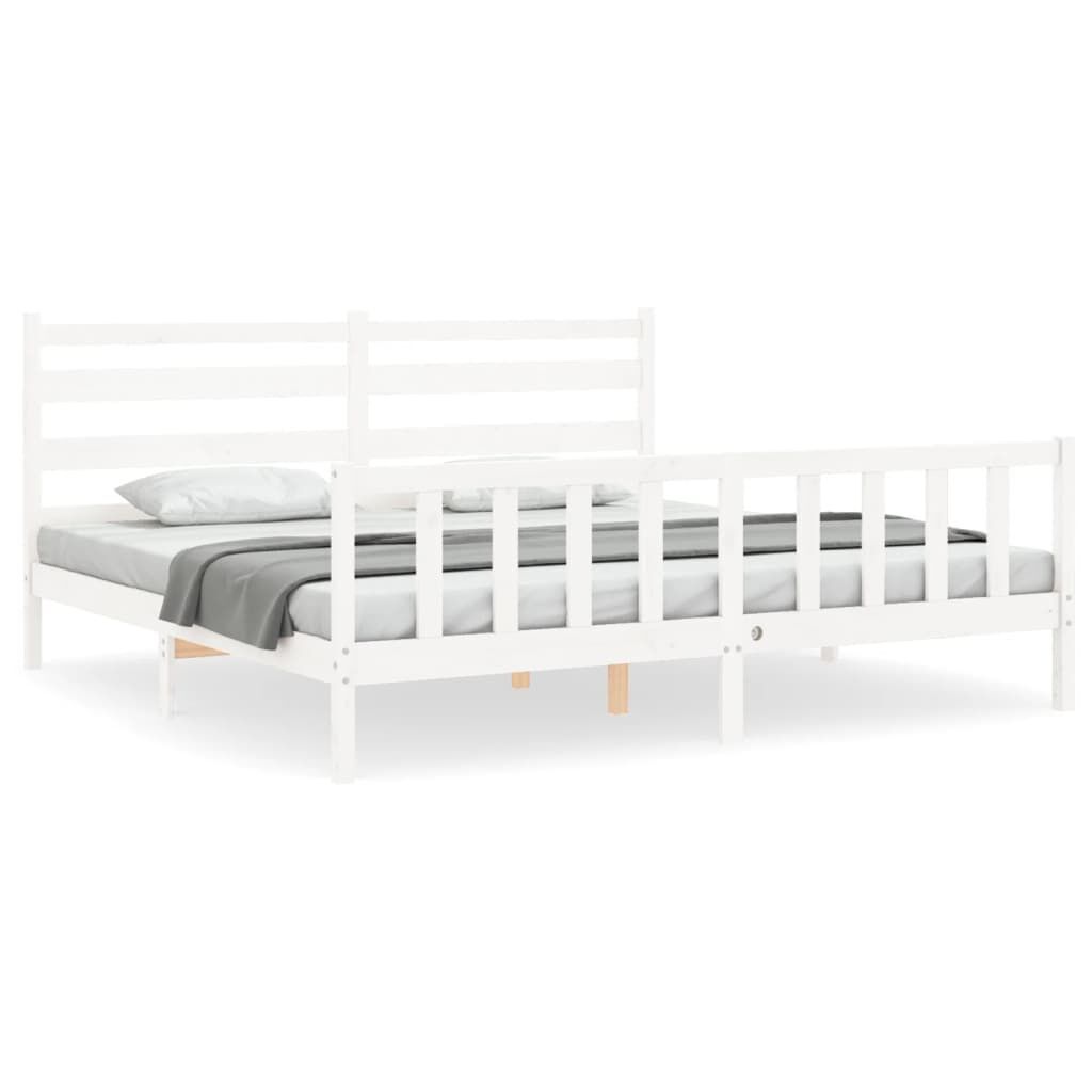 Bed Frame without Mattress White 183x203 cm King Solid Wood Pine Bed Frame without Mattress White 183x203 cm King Solid Wood Pine