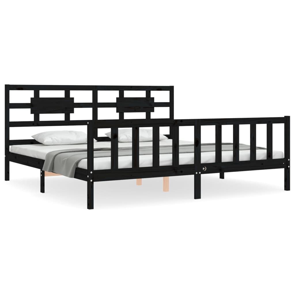 Bed Frame without Mattress Black 183x203 cm King Solid Wood Pine Bed Frame without Mattress Black 183x203 cm King Solid Wood Pine