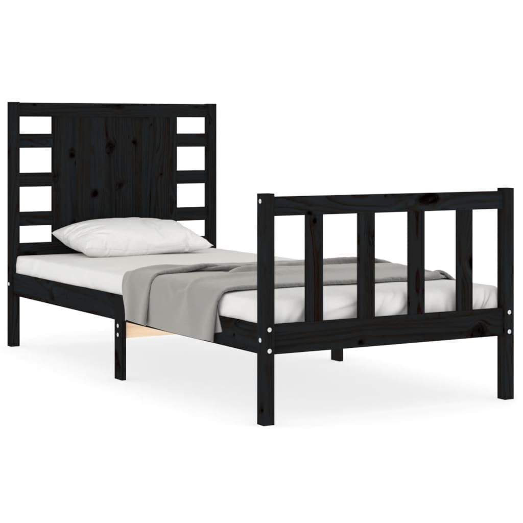 Bed Frame without Mattress Black 90x190 cm Solid Wood Pine Bed Frame without Mattress Black 90x190 cm Solid Wood Pine