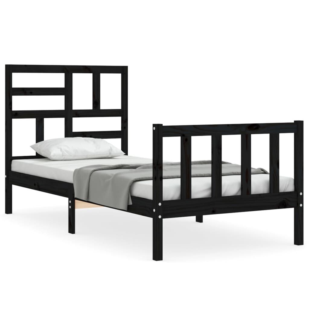 Bed Frame without Mattress Black 90x190 cm Solid Wood Pine Bed Frame without Mattress Black 90x190 cm Solid Wood Pine
