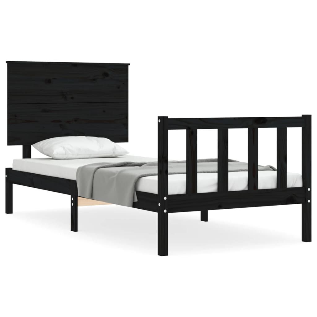 Bed Frame without Mattress Black 90x190 cm Solid Wood Pine Bed Frame without Mattress Black 90x190 cm Solid Wood Pine