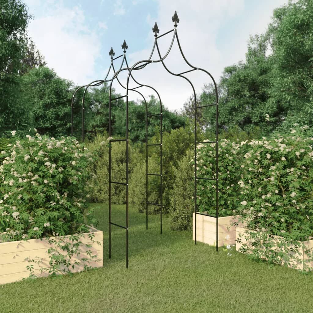Garden Arches 2 pcs Black 120x38x260 cm Steel Garden Arches 2 pcs Black 120x38x260 cm Steel