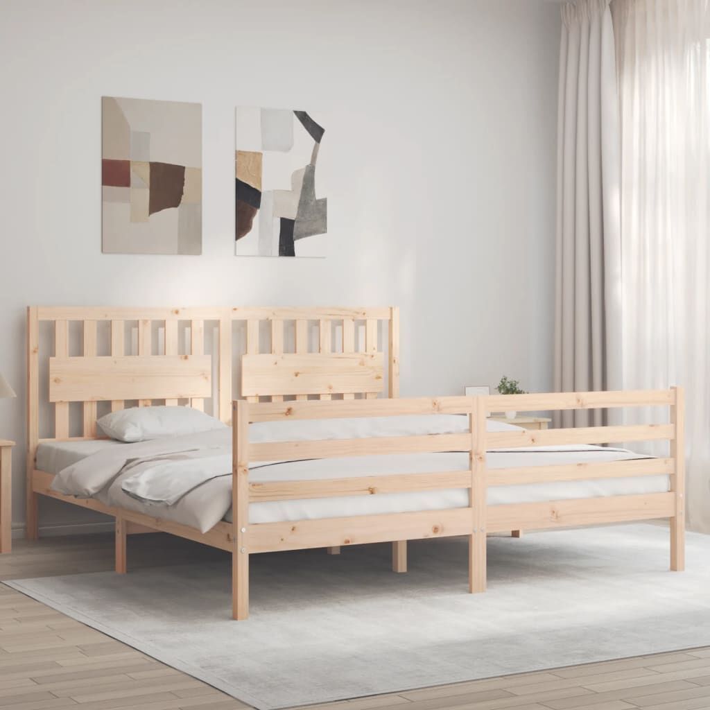 Bed Frame without Mattress 183x203 cm King Solid Wood Bed Frame without Mattress 183x203 cm King Solid Wood