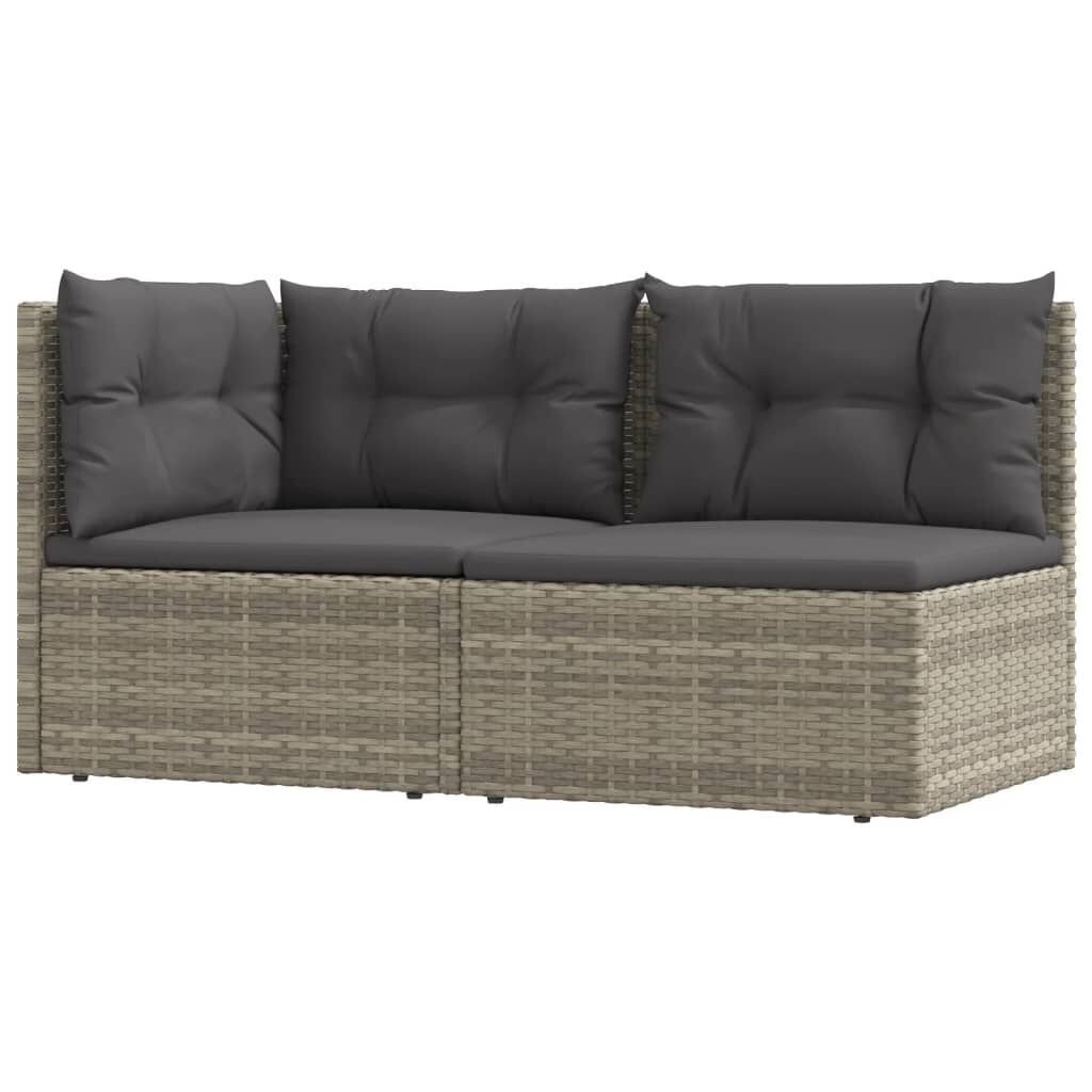 2 Piece Garden Lounge Set with Cushions Grey Poly Rattan 2 Piece Garden Lounge Set with Cushions Grey Poly Rattan