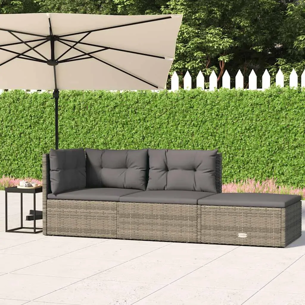 3 Piece Garden Lounge Set with Cushions Grey Poly Rattan 3 Piece Garden Lounge Set with Cushions Grey Poly Rattan
