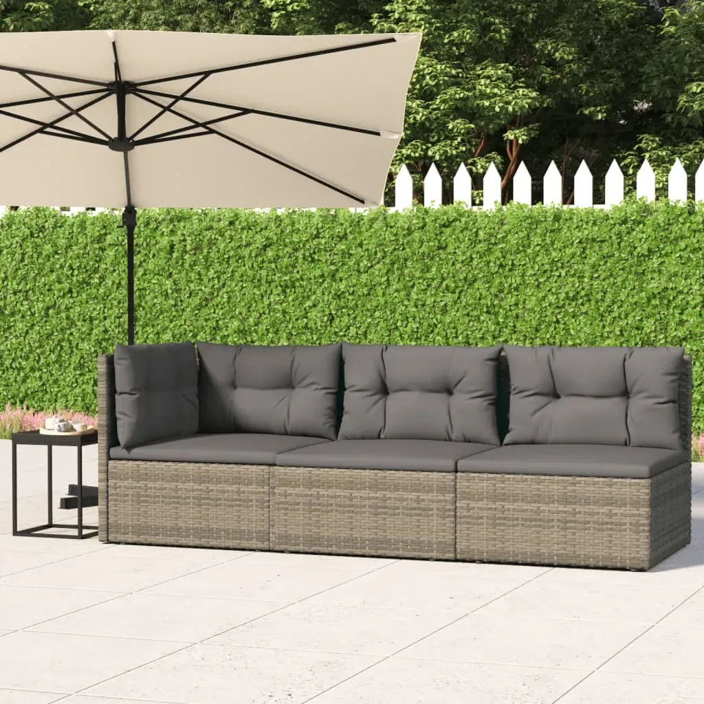 3 Piece Garden Lounge Set with Cushions Grey Poly Rattan 3 Piece Garden Lounge Set with Cushions Grey Poly Rattan