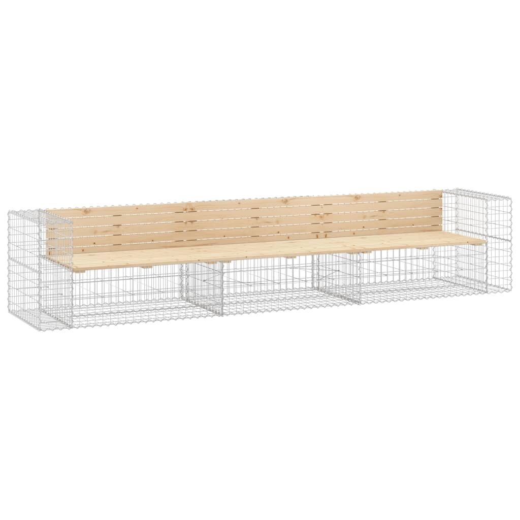 Garden Bench Gabion Design 347x71x65.5 cm Solid Wood Pine Garden Bench Gabion Design 347x71x65.5 cm Solid Wood Pine