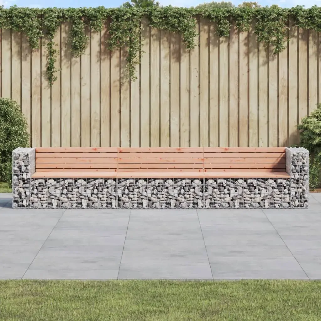 Garden Bench Gabion Design 347x71x65.5 cm Solid Wood Douglas Garden Bench Gabion Design 347x71x65.5 cm Solid Wood Douglas