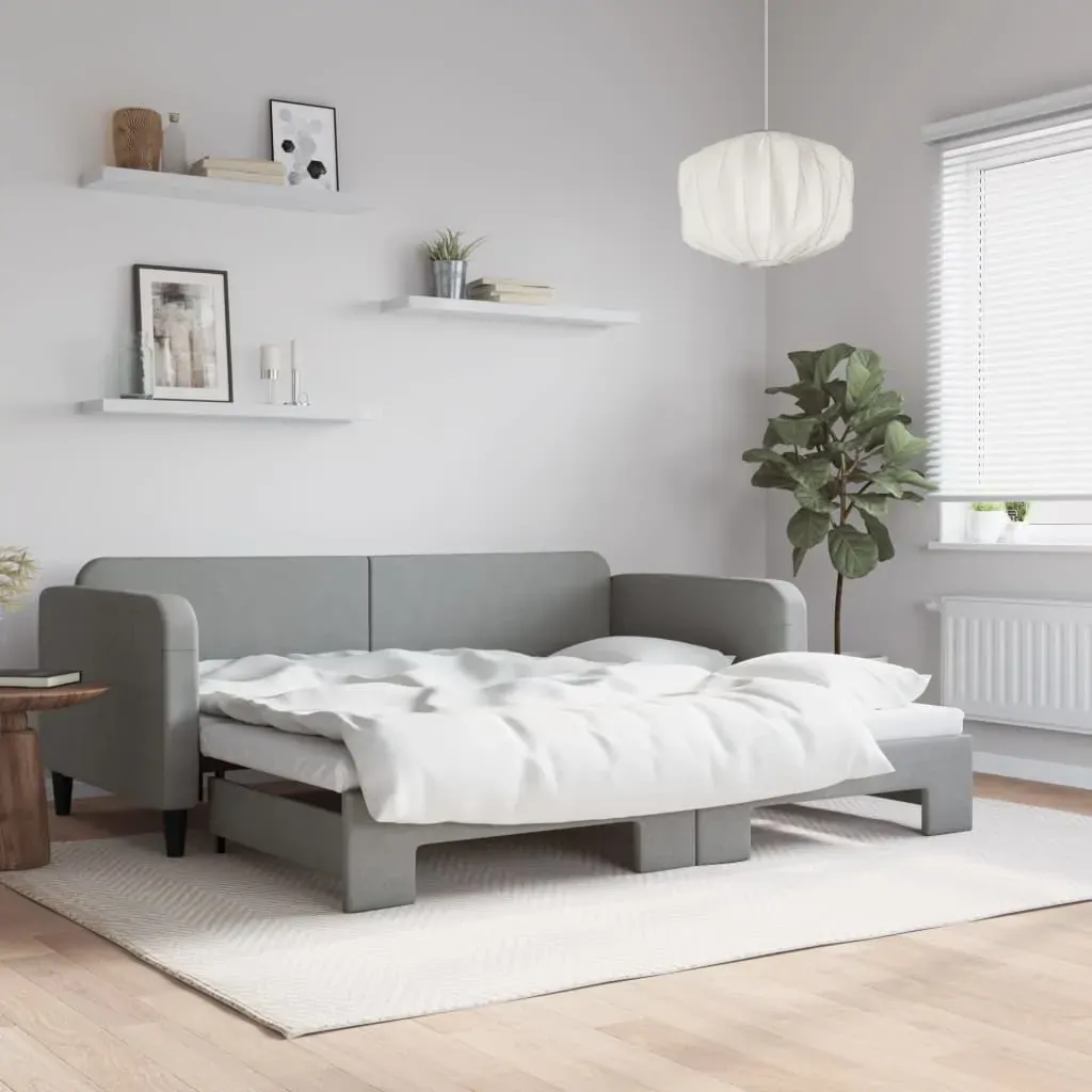 Daybed with Trundle without Mattress Light Grey 90x190 cm Daybed with Trundle without Mattress Light Grey 90x190 cm
