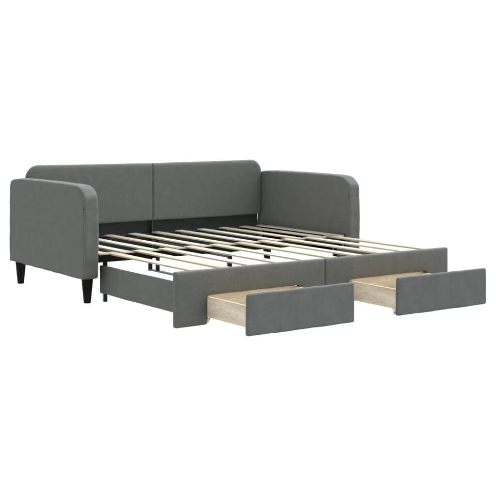 Daybed with Trundle&Drawers without Mattress Dark Grey 90x190 cm Daybed with Trundle&Drawers without Mattress Dark Grey 90x190 cm