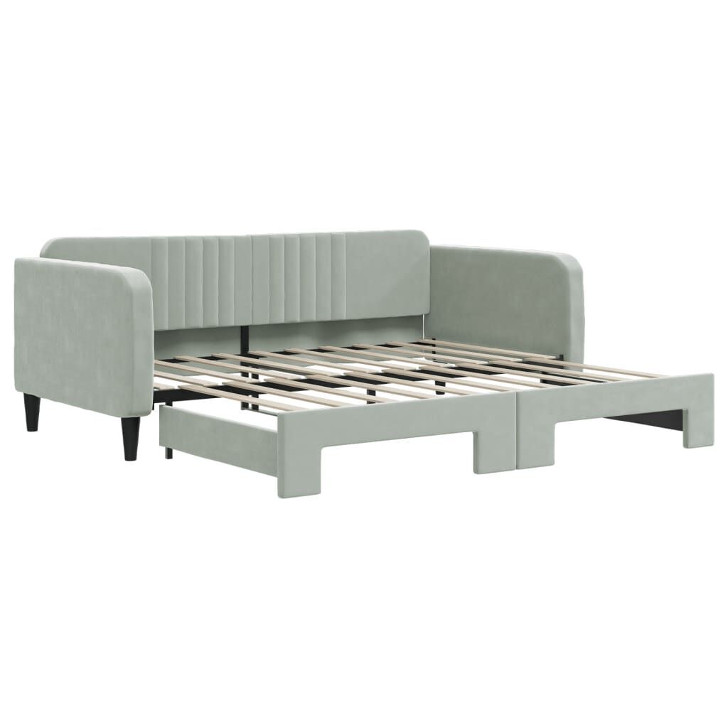 Daybed with Trundle without Mattress Light Grey 90x190 cm Daybed with Trundle without Mattress Light Grey 90x190 cm
