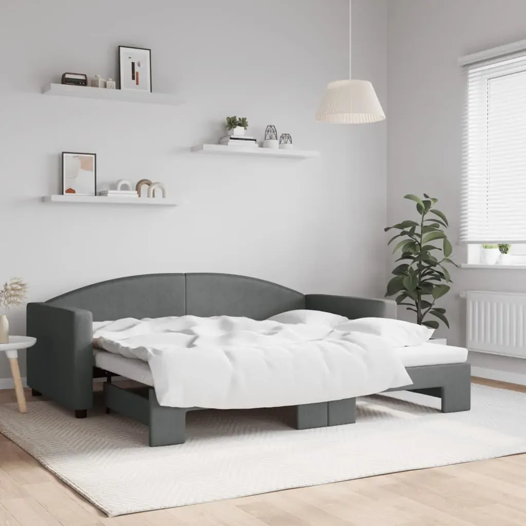 Daybed with Trundle without Mattress Dark Grey 90x190 cm Daybed with Trundle without Mattress Dark Grey 90x190 cm