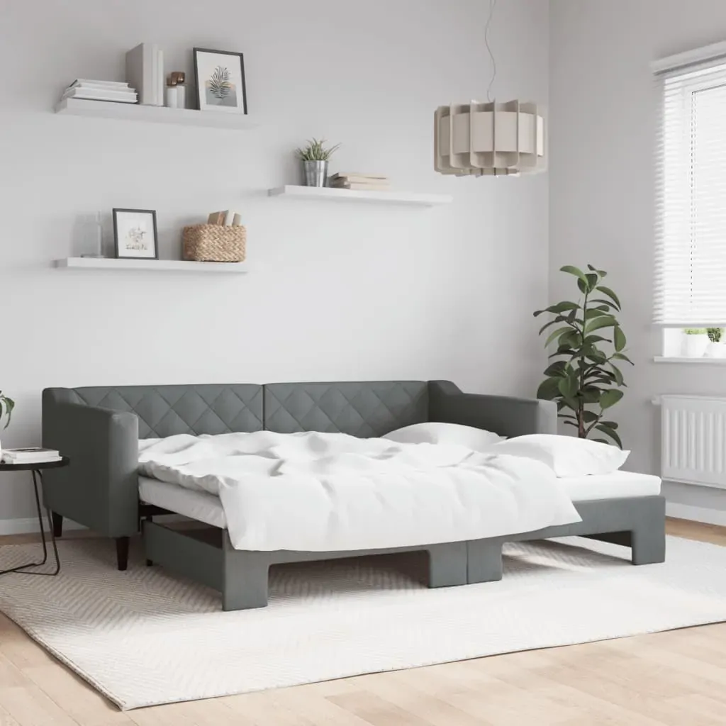 Daybed with Trundle without Mattress Dark Grey 90x190 cm Daybed with Trundle without Mattress Dark Grey 90x190 cm