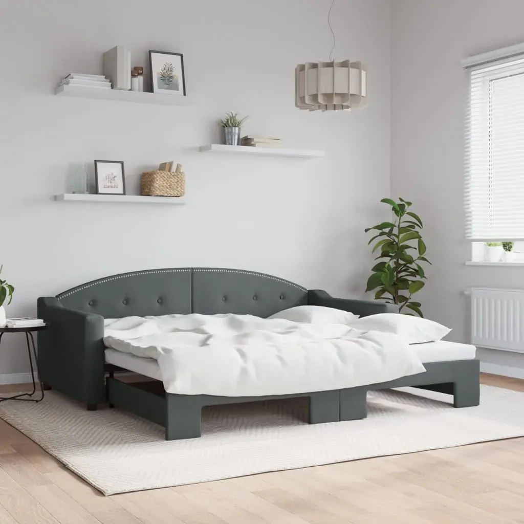 Daybed with Trundle without Mattress Dark Grey 90x190 cm Daybed with Trundle without Mattress Dark Grey 90x190 cm
