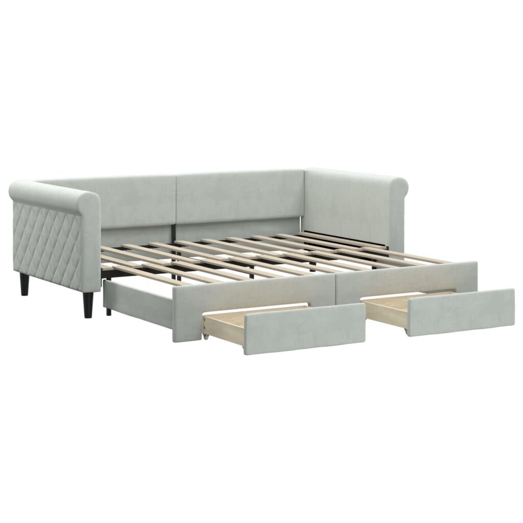 Daybed with Trundle&Drawers without Mattress Light Grey 90x190 cm Daybed with Trundle&Drawers without Mattress Light Grey 90x190 cm